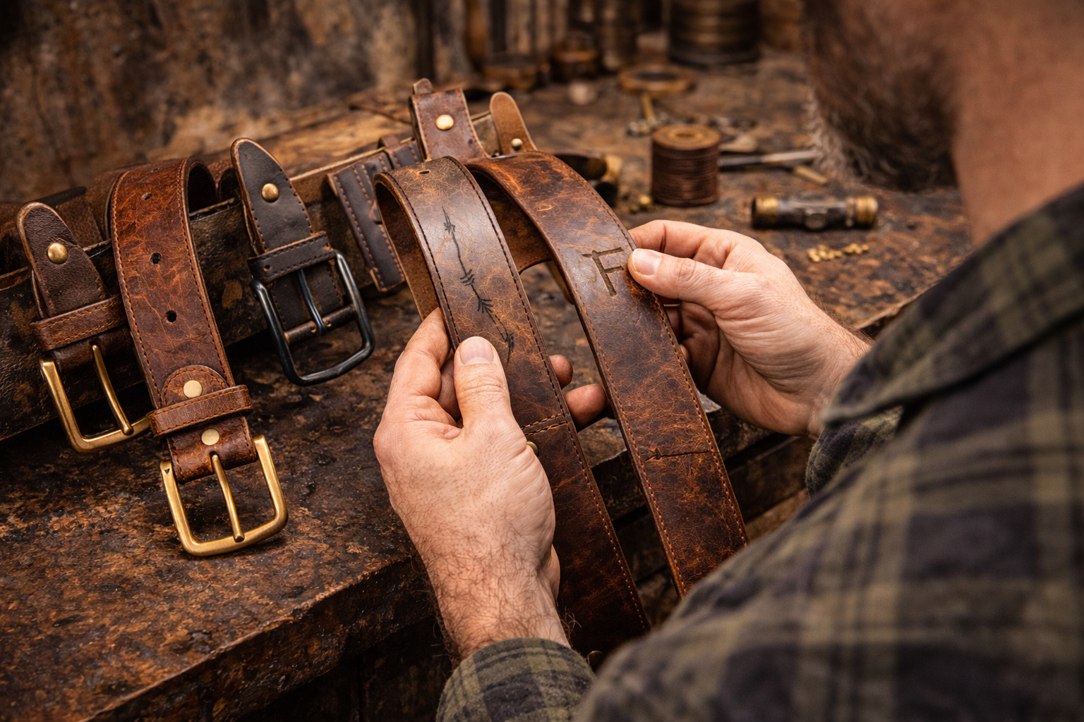 Leather craftsmanship in progress